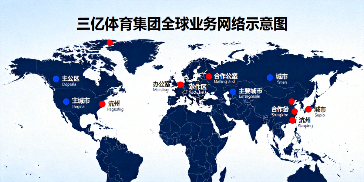 三亿体育集团全球业务网络示意图 - 世界地图上标注各主要城市办公室与合作伙伴分布点的视觉化展示